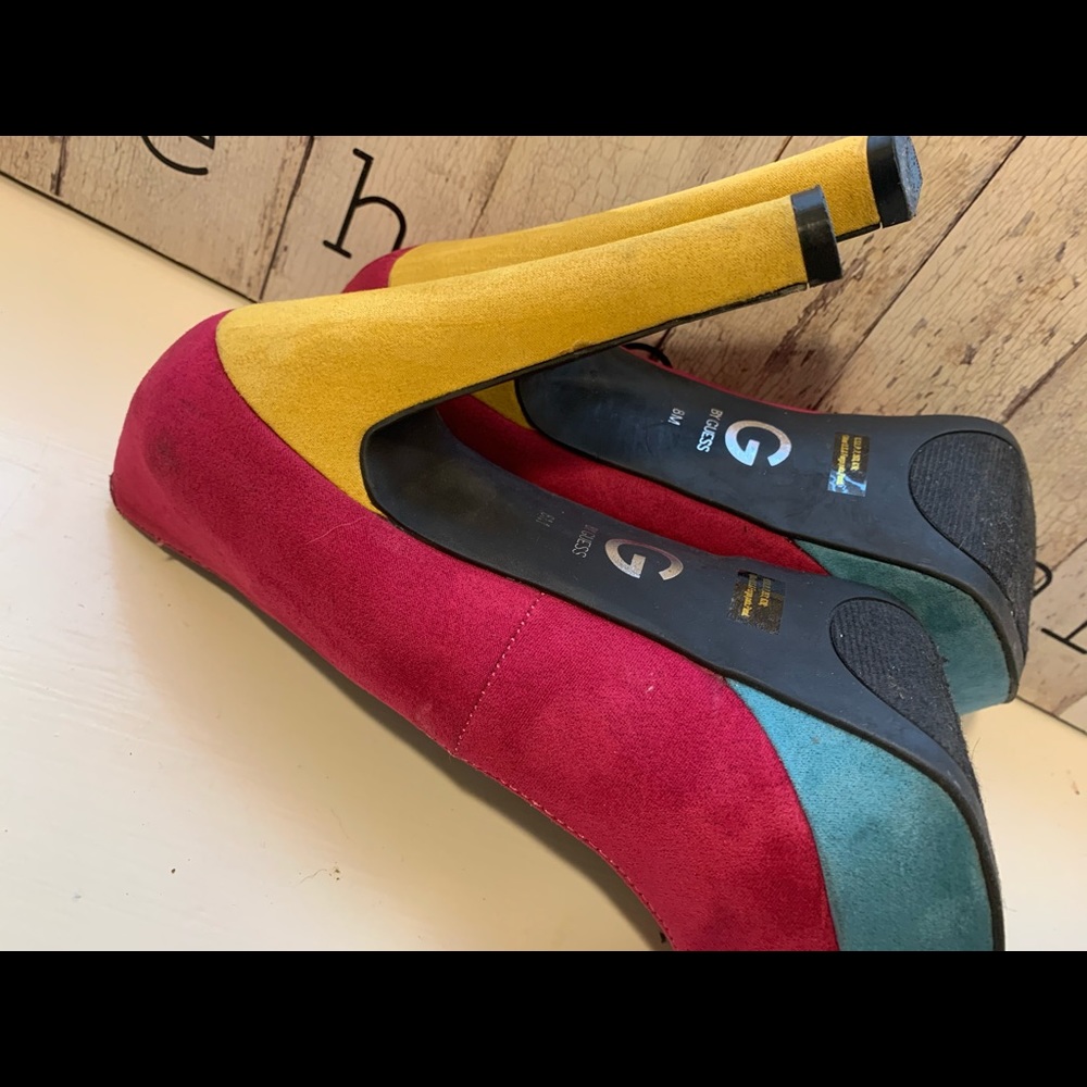 G by Guess color block platform heel sz 8